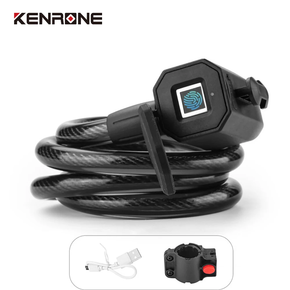 Bicycle Fingerprint Steel Cable Battery Car Motorcycle Portable Bicycle Lock Smart Lock For Bike