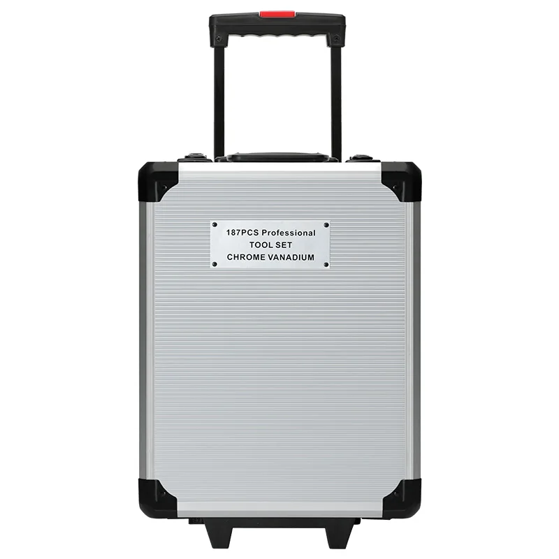 Germany Professional Mechanics Hand Tools Kit with Aluminum Case 187pcs Wrenches Socket Tool Set