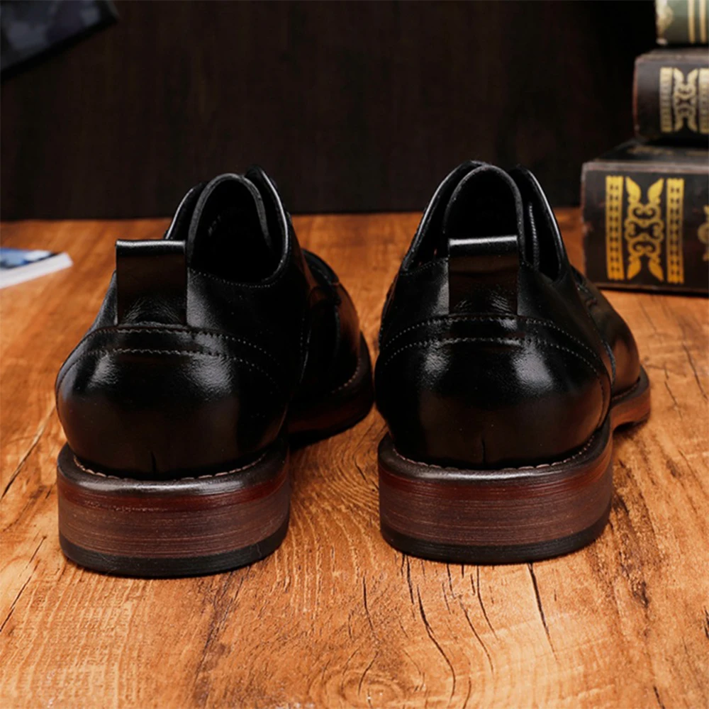 Genuine Leather Washing Top Layer Cowhide Derby Shoes Round Toe Casual Leather Shoes Hot Sale Classic Style