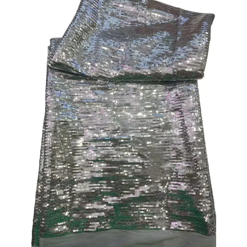 2025 Wholesale sequin fabric multicolor fancy reversible lace sequin mesh fabric for wedding dress