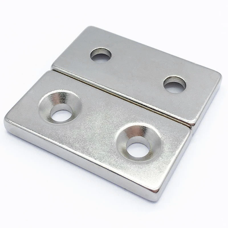 Strong Block Neodymium Magnet With Countersunk Holes