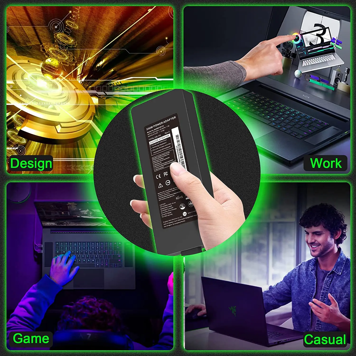 90W 130W 180W 200W For Lenovo HP ASUS DELL laptop adapter hot sale 19.5v 11.8a 230W power adapter for lenovo charger Razer Blade