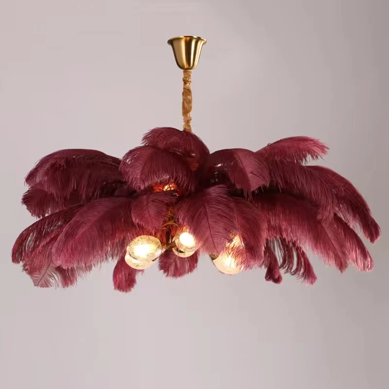 Feather Chandelier Aluminum Modern Nordic Ostrich Standing Led Fancy White Feather Chandelier