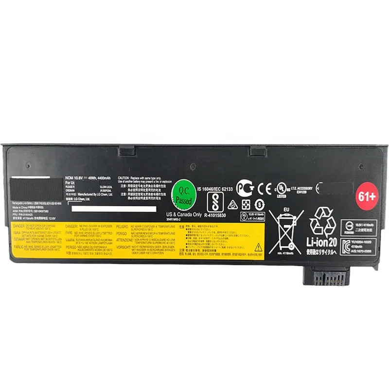 Laptop battery wholesaler icr18650 4400mAh 10.8V 48WH 6cell T480 T570 T580 P51s 01AV425 for Lenovo Laptop Battery T470 61+