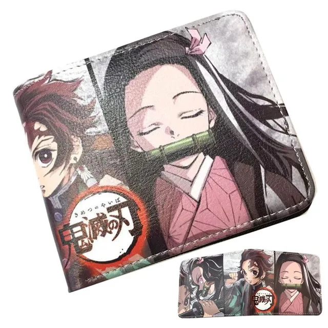 Anime Demon Slayer Kamado Nezuko Agatsuma Zenitsu Wallet Fashion Student Mens PU Leather Coin Purse Cosplay Short Wallets Gift