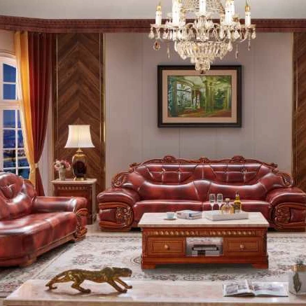 
high quality European wooden antique living room furniture sofa with imitation leather  (1600117991930)