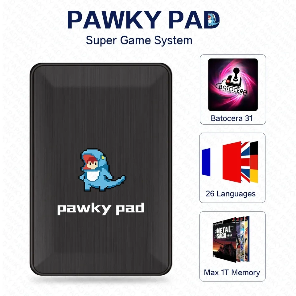 S Pawky Pad Mini Video Game Consoles 2T Memory Built in 60000+ Retro Games 3D Classic Game Consoles for PS1/PS2 For Windows