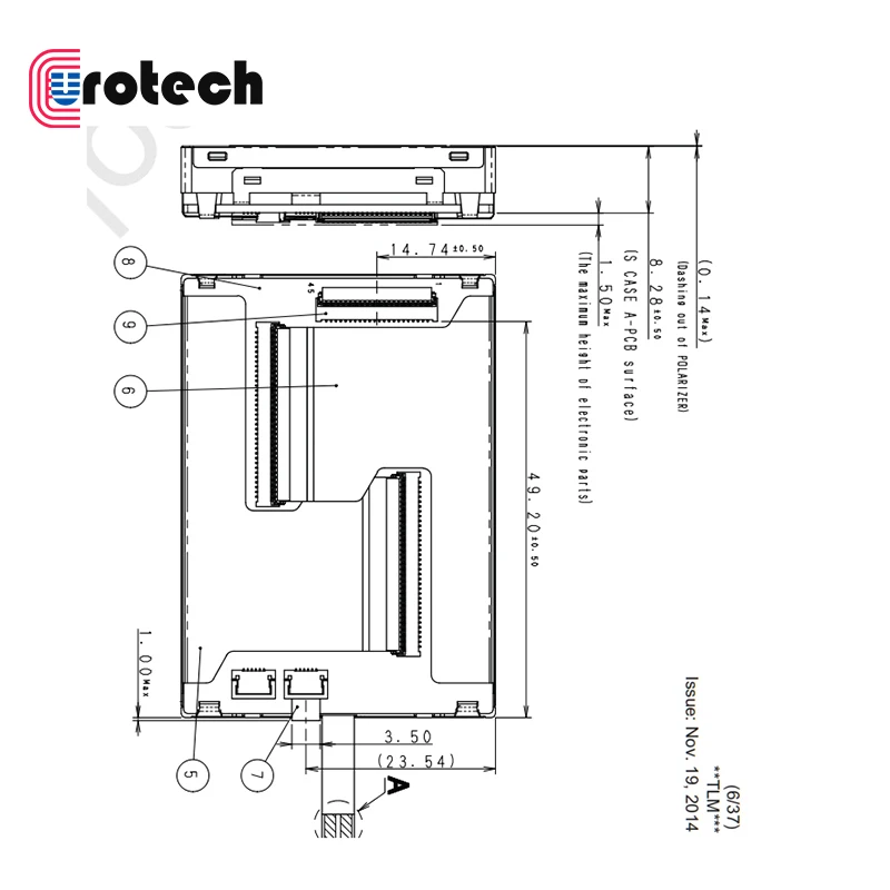 2.0 Inch 960*540 Ortustech COM20T2N52XSB TFT LCD LCM Parallel RGB SPI Full Color Lcd Panel Display Module For Industrial