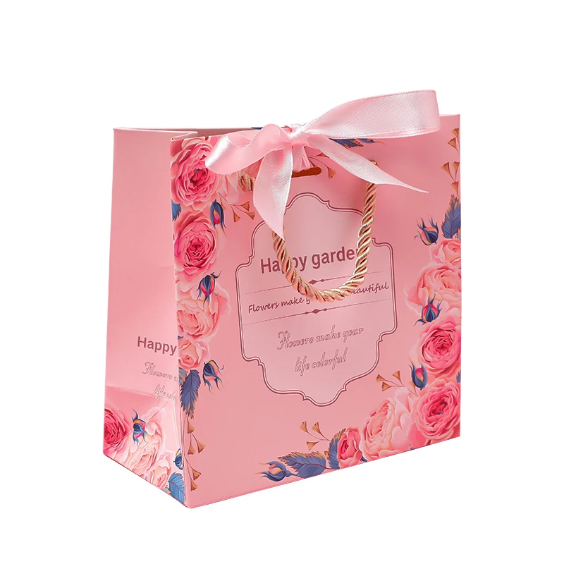 paper bag custom print logo luxury with ribbon handle for clothes packaging shopping gift bag making machine