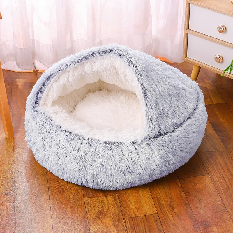 Dog and cat litter universal for all seasons with lid for large and small dogs mat pet bed for winter warmth