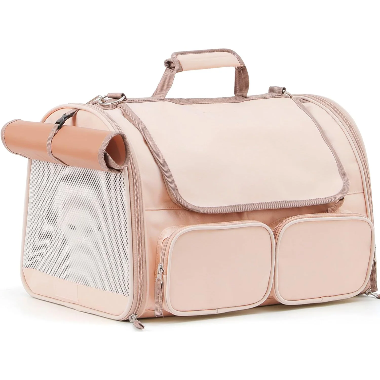 Cat Carrier, 4 Mesh Windows Small Dog Carrier, 4 Storage Pockets Cat Travel Bag, Under 15 lb Airline Approved Pet Carrier,