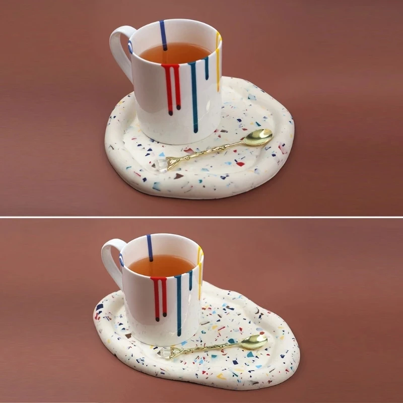 DIY Tray Crystal Epoxy Resin Mold Irregular Clouds Plate Tea Coaster Jewelry Plate Mirror Silicone Mold Cement Jesmonite Coaster