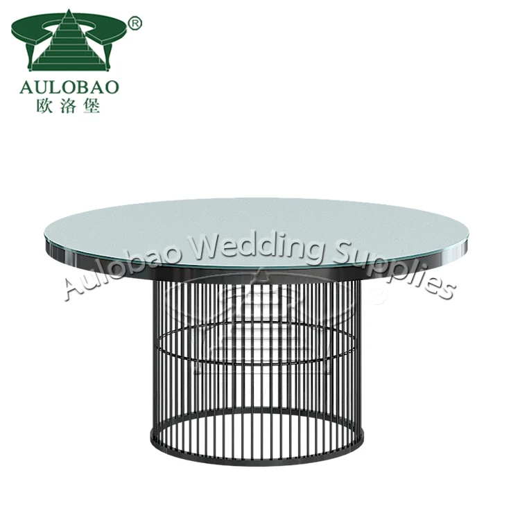 Stainless steel glass top luxury wedding round event table for dining