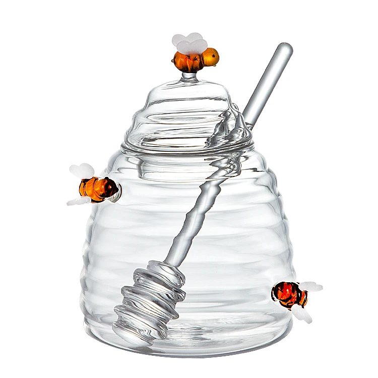 New Top Selling Sellers Kitchen Food Honey Candy Tea Coffee Bar Glass Storage Jar Bottles Jars Container  with Lid Glass Handle