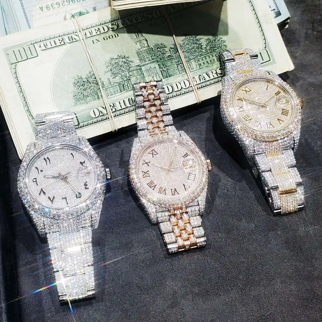 moissanite watch certified jewelry vvs gem Stone Round brilliant Cut White loose natural watch mens