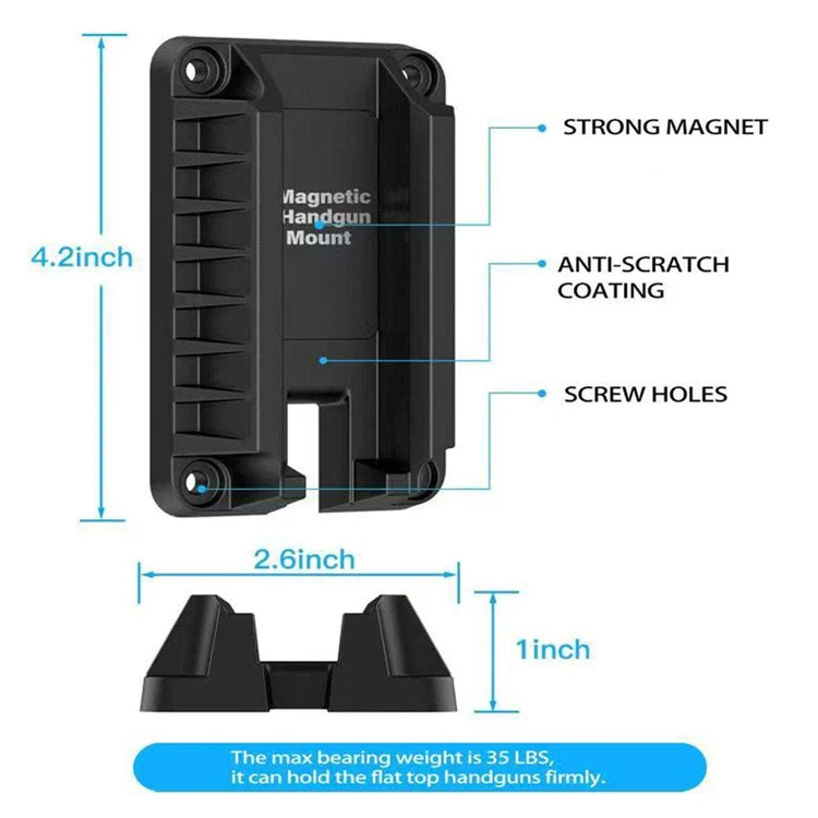Magnetic Gun Mount Quickdraw Holder Pistol Concealed Tactical Firearm Accessories for