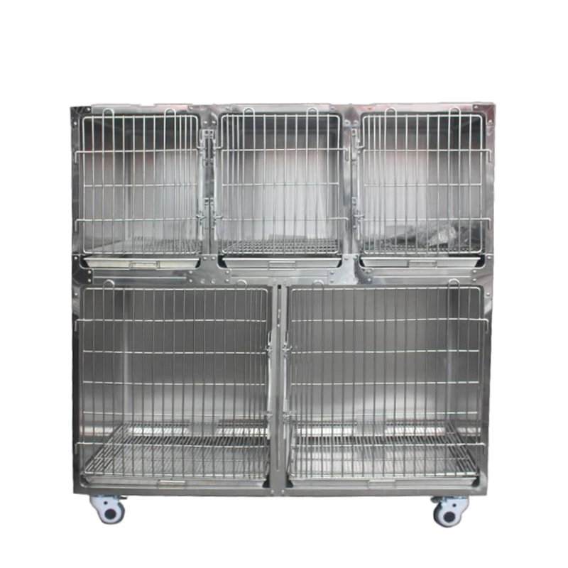 YSVET1500D 1500*700*1575mm Veterinary stainless cage dog cage banks stainless kennel banks pet combination cage