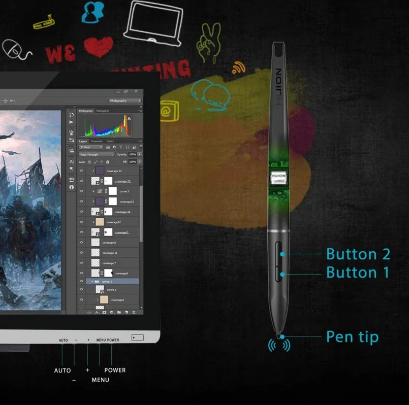  Huion GT-220 21 5 Дюймов графический планшет для рисования/монитор Цифровой искусство ЖК рисунок пером