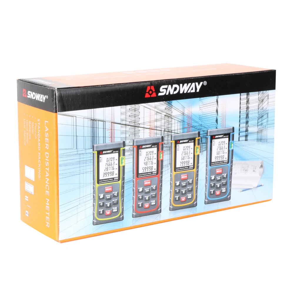 SNDWAY Rangefinder Handheld Laser Measuring Distance Meter Range Finder Hand Tool Tape Trena Ruler Tester SW-E40/50/60/70/80/100