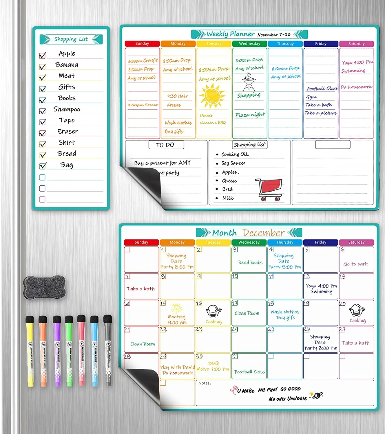 fridge magnetic whiteboard weekly monthly calendar dry erase board