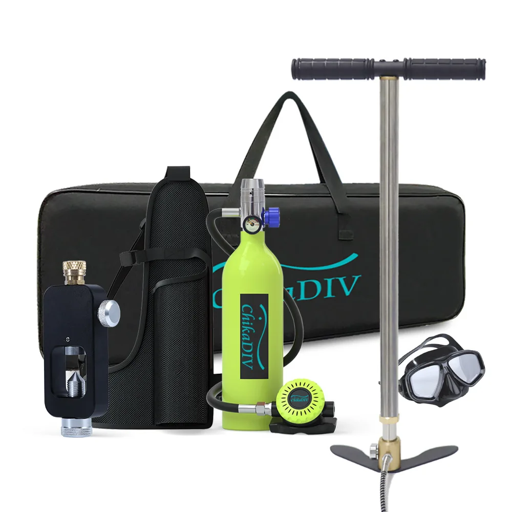 Chikadiv 1L Mini Scuba Tank Scuba Diving Tank with Regulator Diving Equipment Carton High Oxygen Picture 2 Sets Modern Style