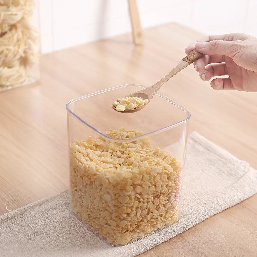 Airtight storage container with sealed plastic lid square dry food storage container 4 pcs pack can be customized