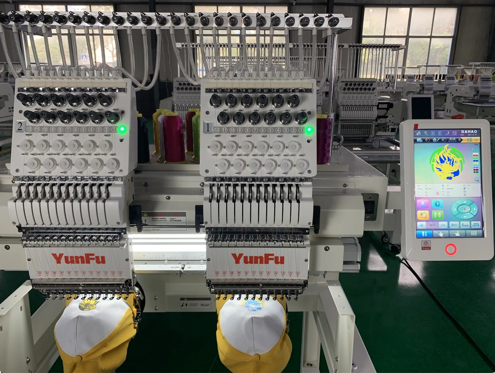 YunFu 2 heads 12 15 needles t shirt embroidery machine hsw janome embroidery sewing machine