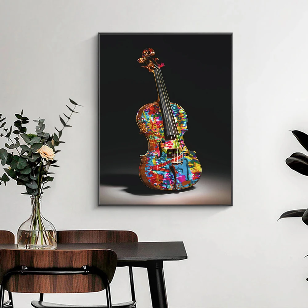 GraffitI Wall Street Guitar Musical Instrument  Pop Art Pictures Print on canvas For home Living Room Decoration