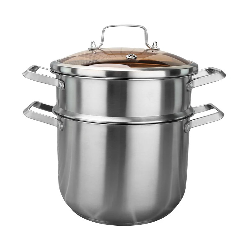 Drop Shipping Large Double Layer Steamer Cooking Pot Cookware Sets Stainless Steel