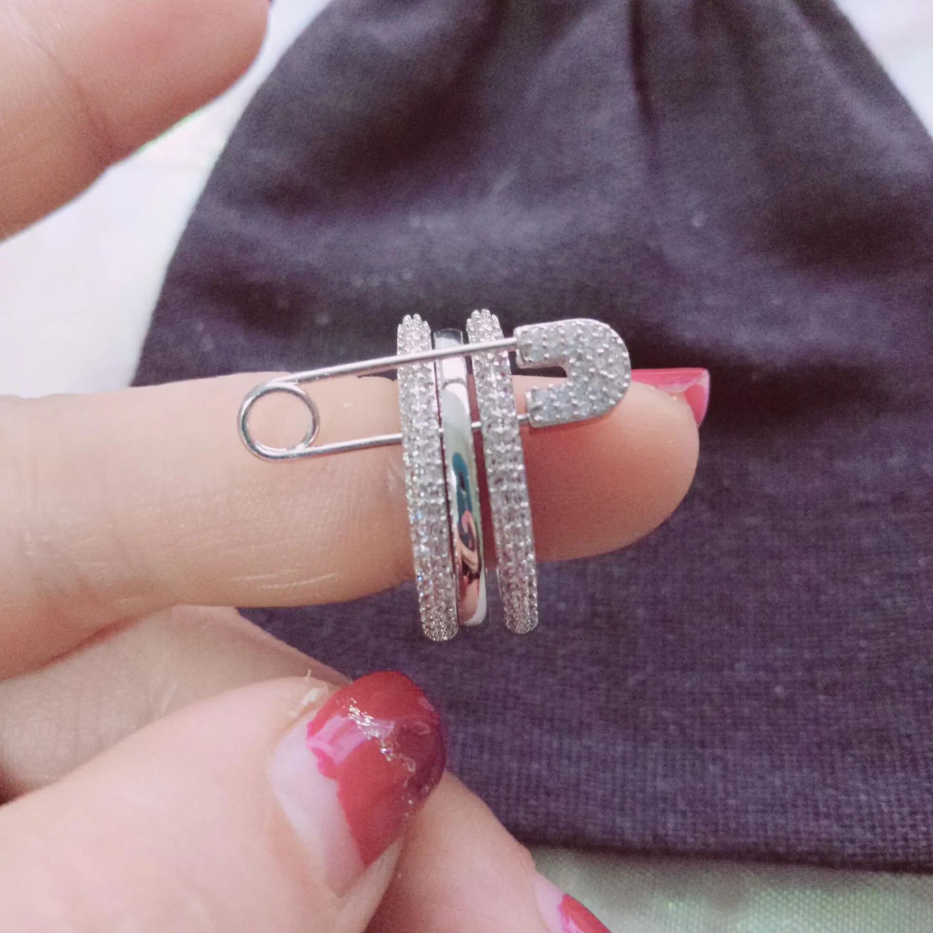 
Jiushang paper clip Korea fashion 3 piece engagement diamante diamond rings for women jewelry 