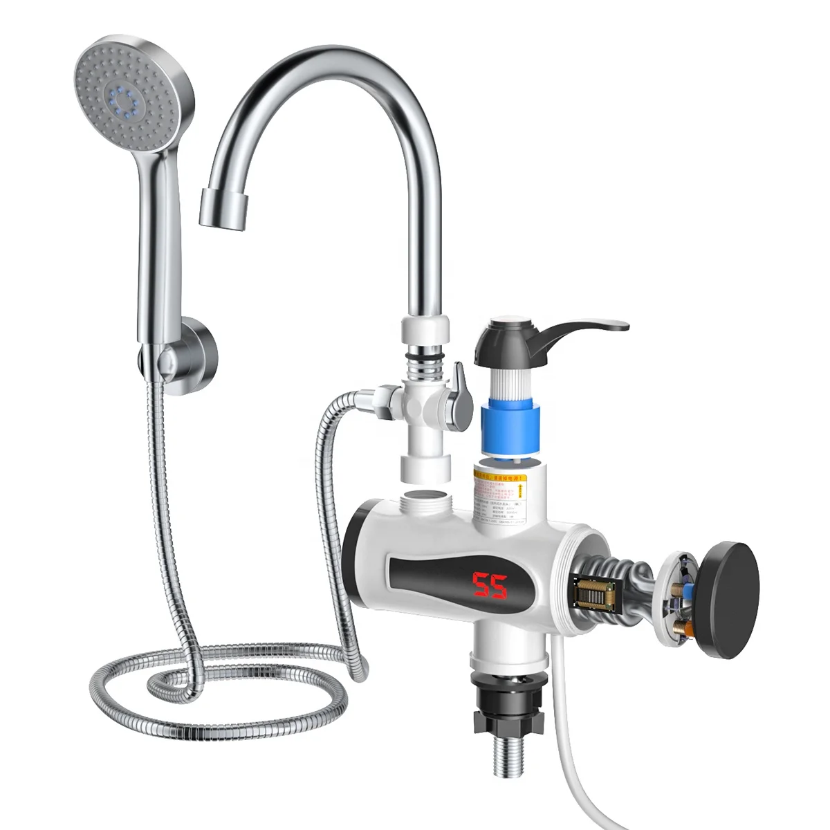 Wellthing factory direct electric hot water faucet instant heating faucet shower head hot water heater tap