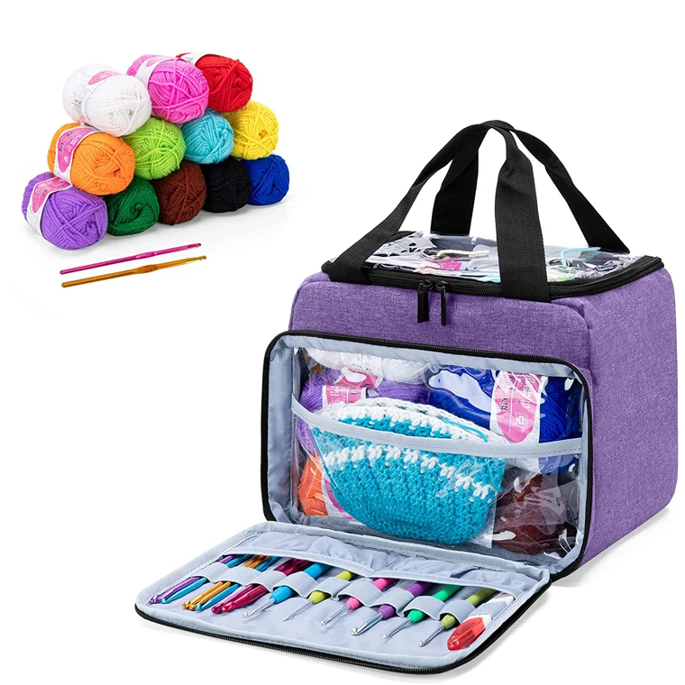 Small Yarn Project Organizer Storage Bag Portable Knitting Tote Bag