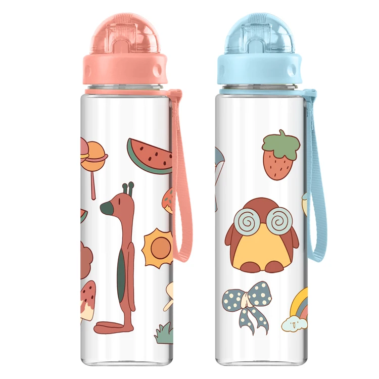 Kids BPA-Free Water Bottle with Straw Custom Logo for Outdoor Hiking Travel Easy Use for Girls and Boys for School