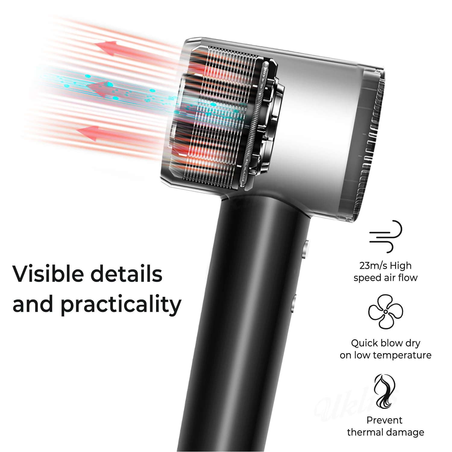 Hot-selling Wholesale Portable Electric High Speed Hair Dryer With Negative Ion 1600W 110000 RPM Hammer Blower