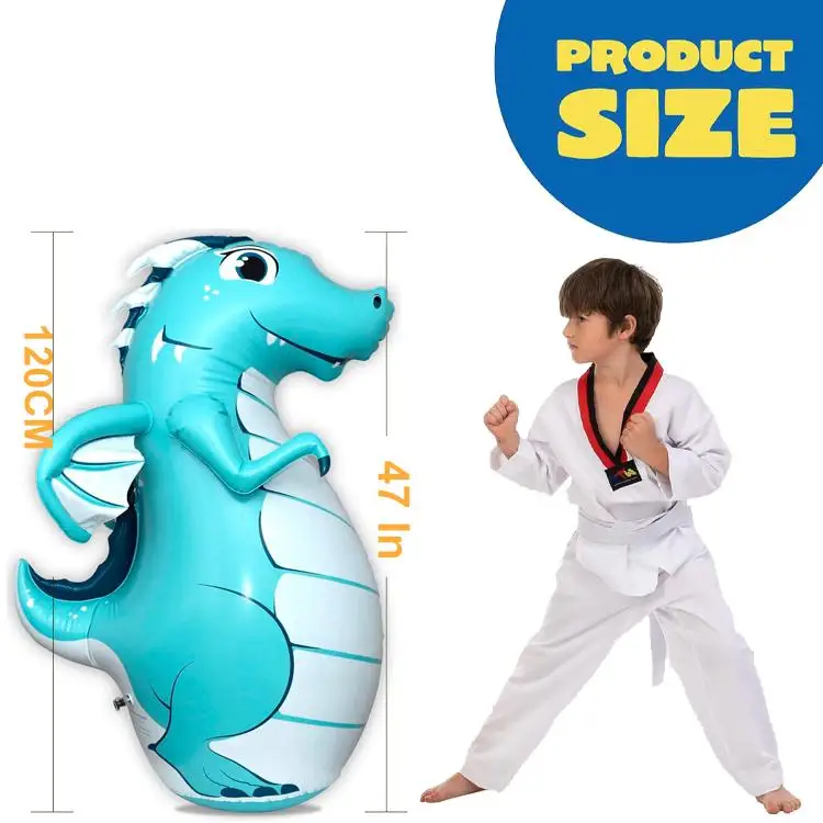 3-d Bop Bags Inflatable Dragon Boxing Bag Cartoon Animal Bop Bag Inflatable Tumbler Toy For Kids
