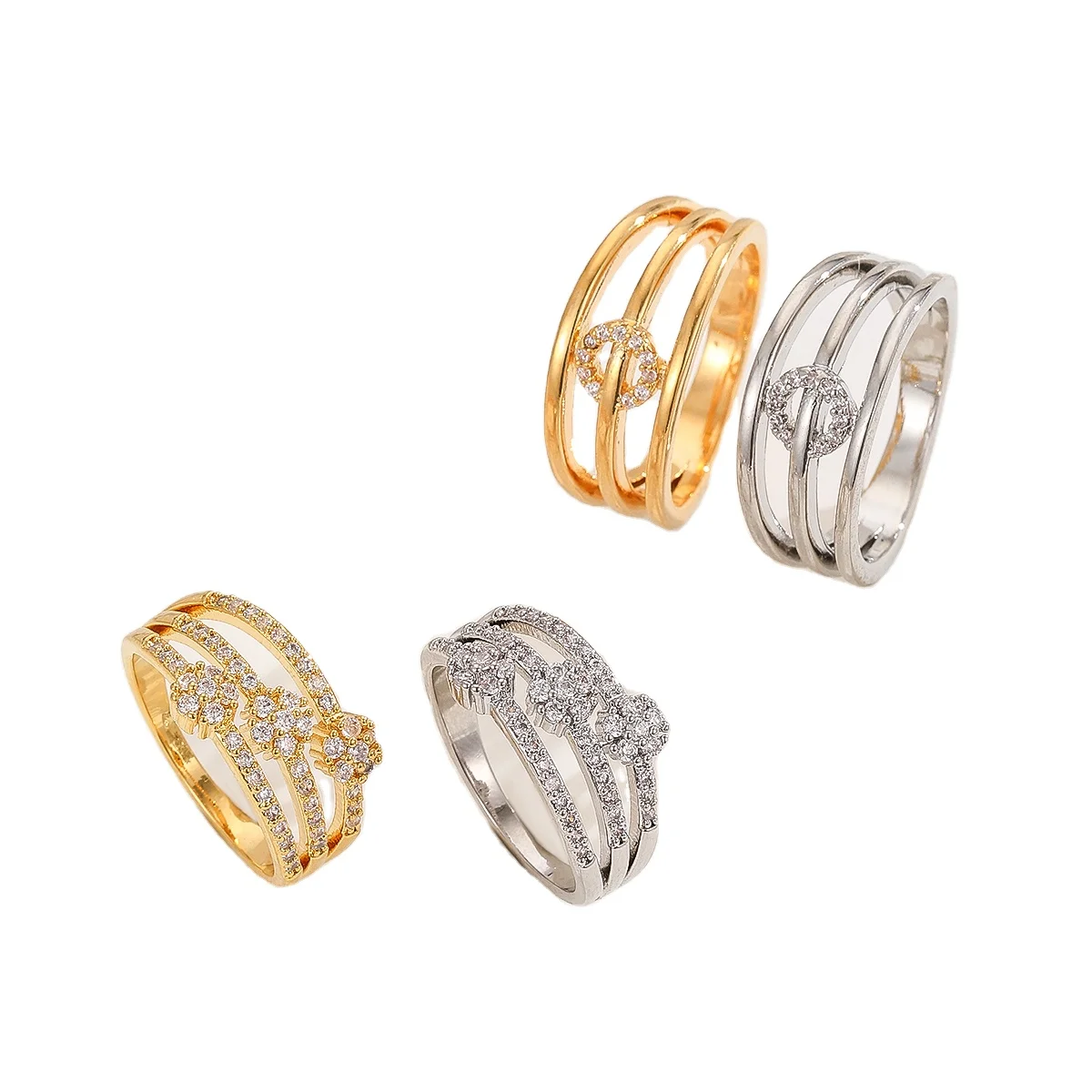Europe and the United States fashion copper jewelry flower ring women exaggerated accessory ring