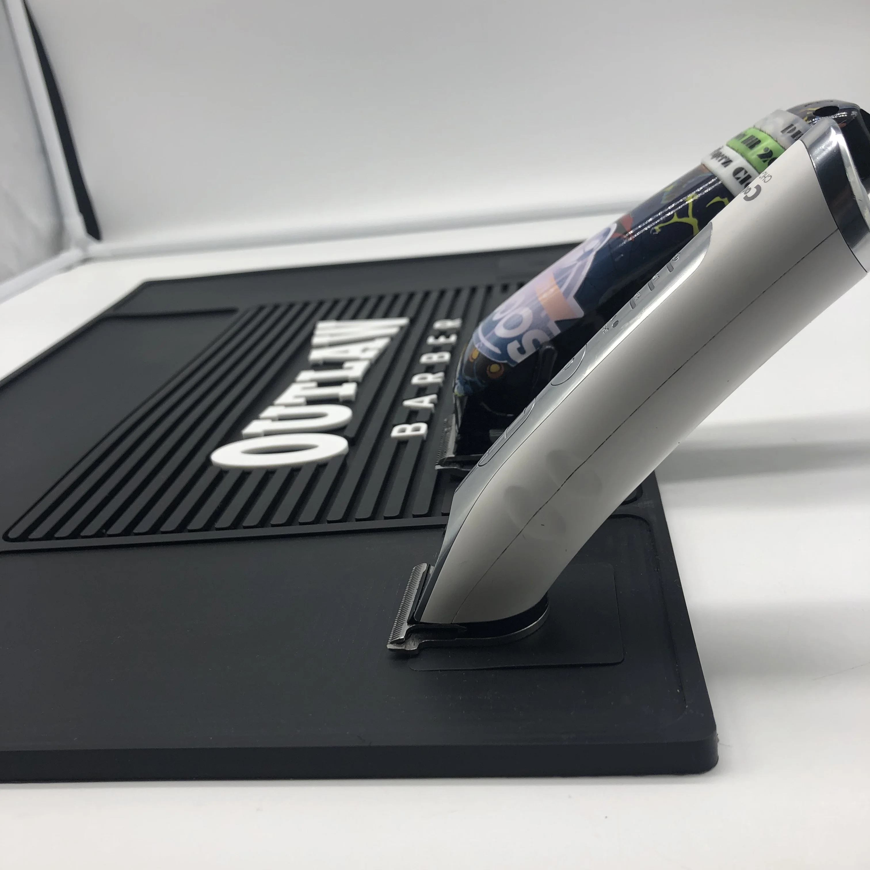 custom brand logo soft pvc rubber PVC barber mat  with magnet eco-friendly  magnetic  barber mat for barber shop