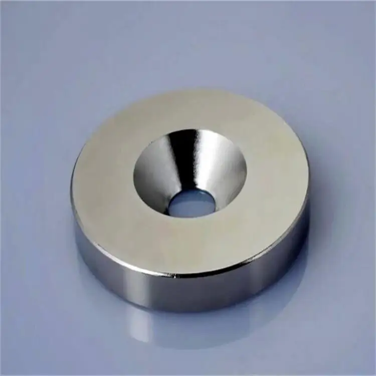 N35 N45 Neodymium Ndfeb Magnet Magnetic Ring Industry Magnet With Countersink Hole