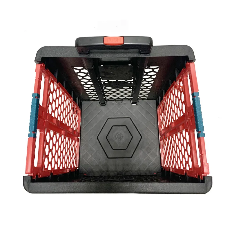 Plastic Cart Shopping Trolley Hot Selling New Design 4 Wheels Folding Half Size Trolley with 7 Plastic Drawers Customized Logos