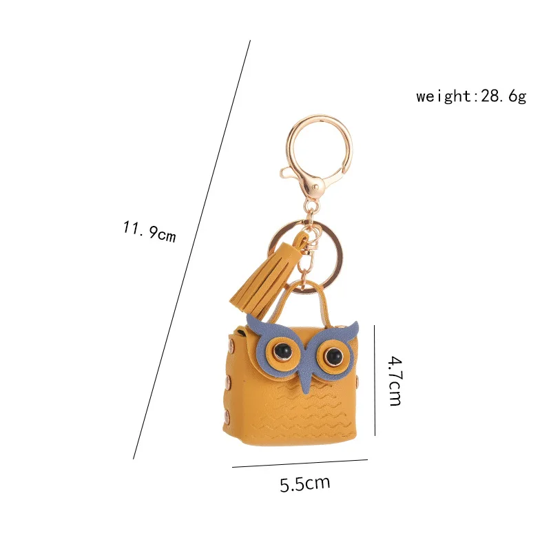 Hot Selling Creative Owl keychain wallet Leather Owl mini coin purses keyring bag wallet key chains Pendant Couple keychains bag