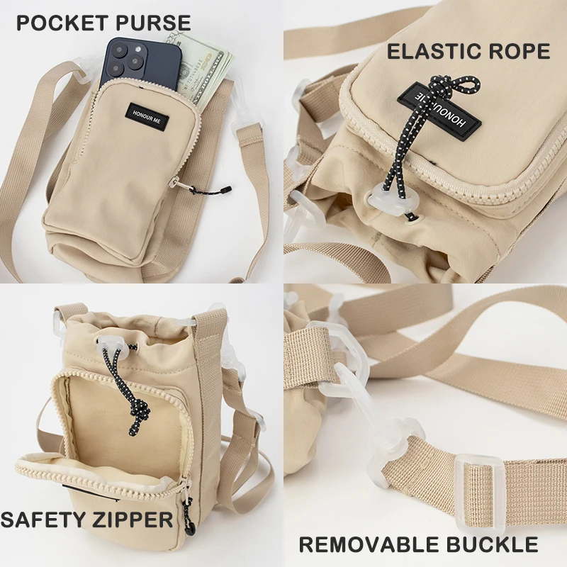 Custom 30 40 OZ Cup Tumbler Holder Bag ID Pocket For Card Phone Crossbody Shoulder Water Bottle Carrier with Adjustable Strap