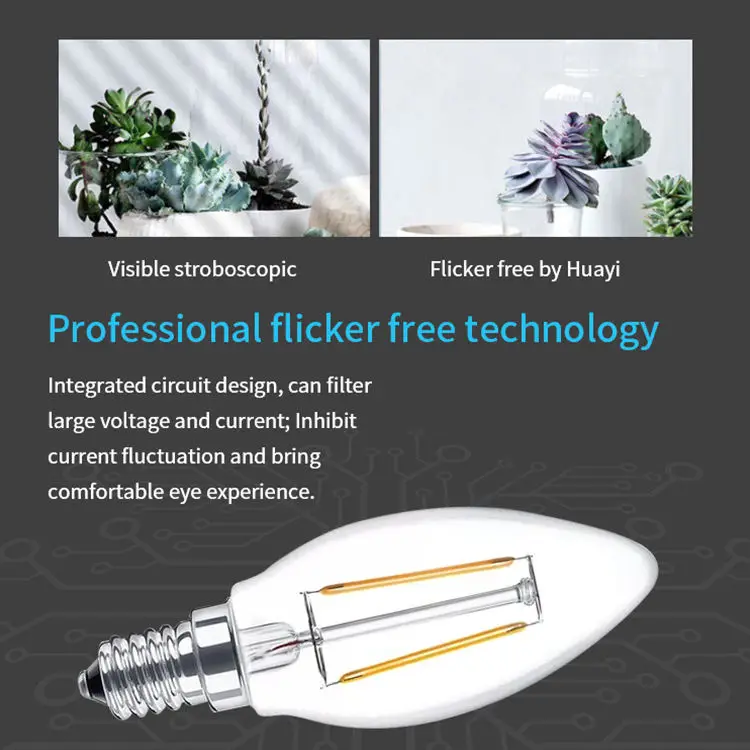 HUAYI High Brightness Clear Amber C35 Dimmable Glass E27 E14 4watt 6watt Indoor Led Bulb for Home