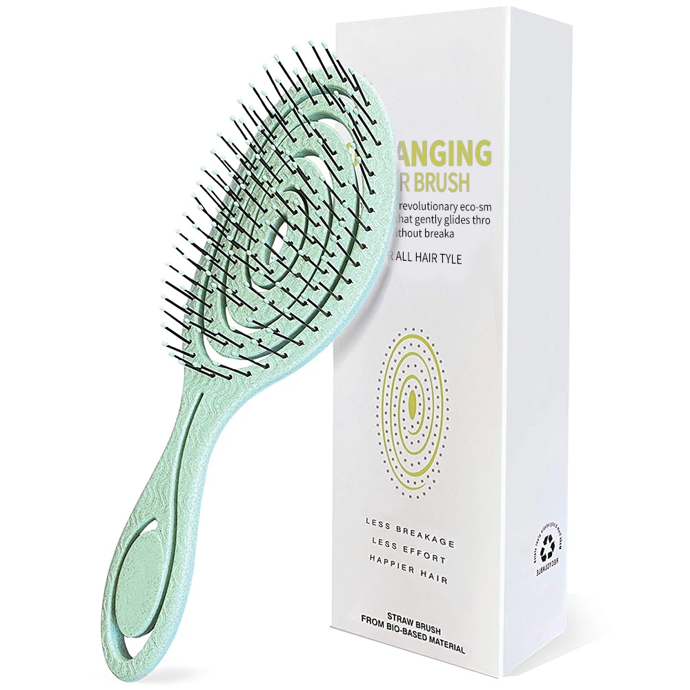 Naturals Detangling Hair Brush Customized Color Eco Friendly Organic Wheat Straw Detangler Brush