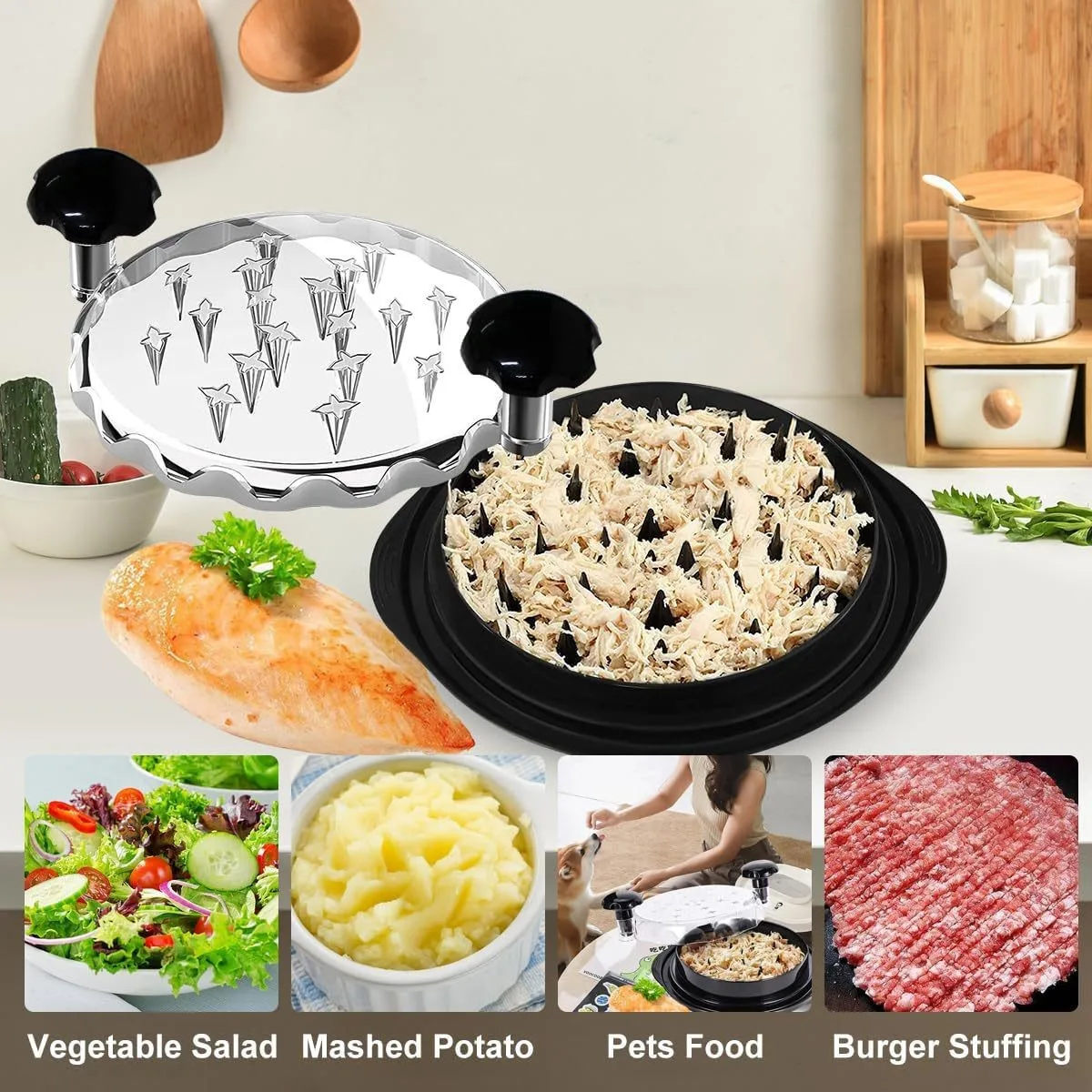 2024 Kitchen Chicken Shredder Large Chicken Breast Shredder Tool Twist Meat Shredder Machine with Handle for Pork Beef