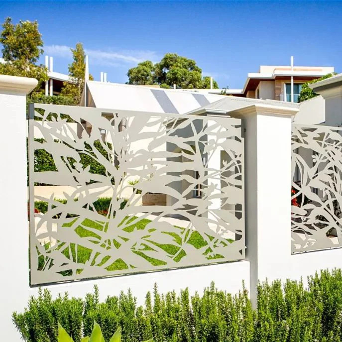 Декоративная лазерная резка, металлическая панель забора, Конфиденциальная стальная панель забора, перфорированная Железная панель забора