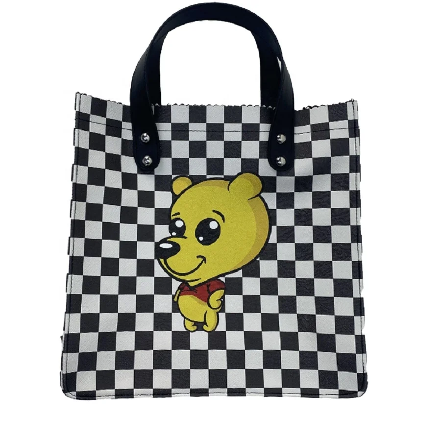 Small Kids Girls Anime Printed Waterpoof Work Travel School Mother Diaper Beach Lunch Shopping Leather Women Tote Bag