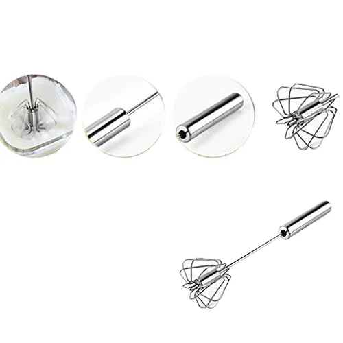 Kitchen Tools Push Down Flour Egg Beater Stainless Steel Semi Automatic Whisk for Mixing Egg