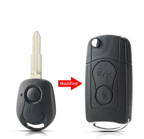Remote Car Key Shell Modified Flip Folding 2 Buttons Replacement Remote Control Fob For SsangYong Actyon Kyron Rexton Case Blank