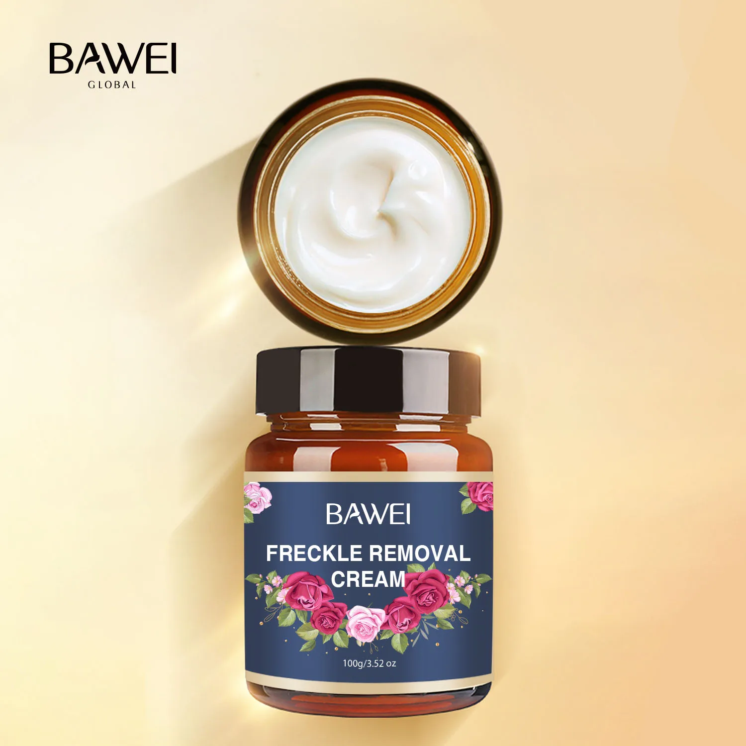 BAWEI Natural Skin Lightening Cream Rose Moisturizing Whitening Dark Spots Freckle Cream For Face and Body