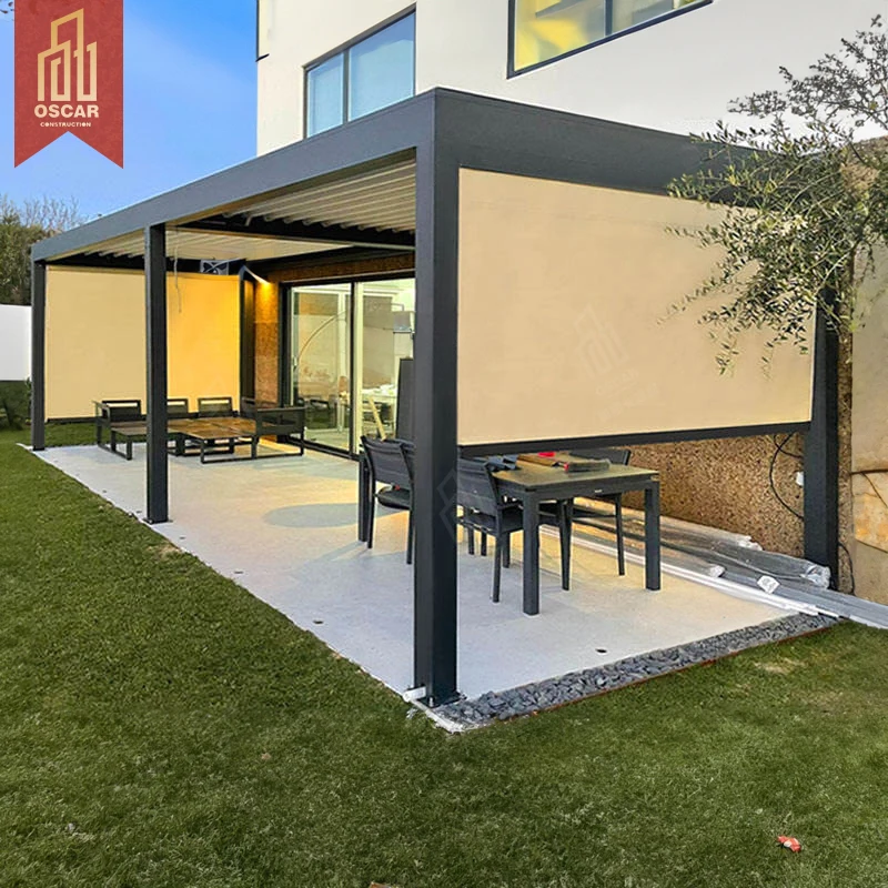 Garden Pergola Gazebo Pergola Aluminum Louvered Roof Metal Luxury Modern Outdoor Waterproof Garden Decorations Power Coated